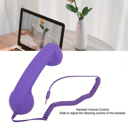 Retro Phone Handset for Smartphone Tablet & Computer – Hands-Free Calling, Volume Control, Clear Sound, 3.5mm & Type-C Compatible, iPhone Android, Multiple Colors, Great Senior Gift