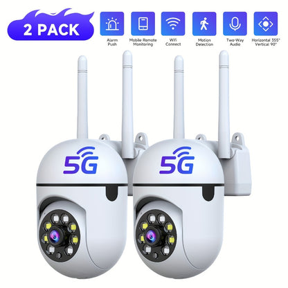 Alexa Compatible Indoor Security Camera 2-Pack, 355° Pan Tilt, Full-Color Night Vision, Dual-Band 2.4G/5G WiFi, Motion Detection, Two-Way Audio, 256GB TF & Cloud Storage – Baby Pet Home Monitor