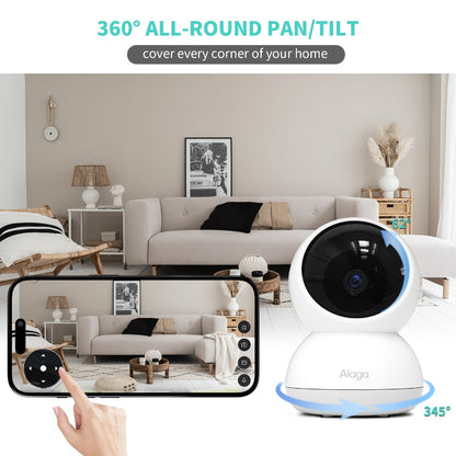 2K 4MP Indoor Security Camera 360° Full View, Dual Band 5G/2.4G WiFi, AI Motion Detection, Night Vision, Two-Way Audio, App Monitoring – Home & Office Surveillance