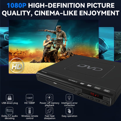 1080P Full Region DVD Player for Elderly, HD AV Output USB Direct Read Smart Error Correction, Easy Home DVD Player with Remote Control, Supports DVD CD VCD SVCD & USB Flash Drive