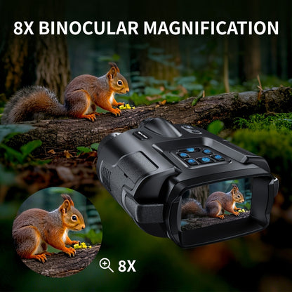 Night Vision Binoculars 4K Digital Infrared, 8x Digital Zoom 5x Optical Zoom, 5000mAh Battery, 3-inch HD Display, 64GB Card, Tactical Flashlight, for Hunting Wildlife Surveillance Outdoor