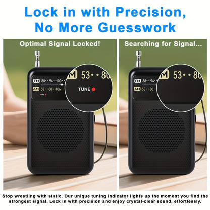 Qoosea Portable AM FM Radio with Long-Distance Reception, Handheld Transistor Radio with Crystal Clear Speaker, Battery Operated 2AA – Compact Emergency Radio for Outdoor, Camping, Travel, Home & Disaster Preparedness