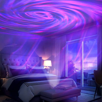 Aurora Borealis Projector Night Light 4-in-1 USB – Star Galaxy Ocean Wave & Spiral Aurora Modes, Bedroom Ceiling Ambient Lamp for Gaming Room, Home Decor & Laptop Compatible