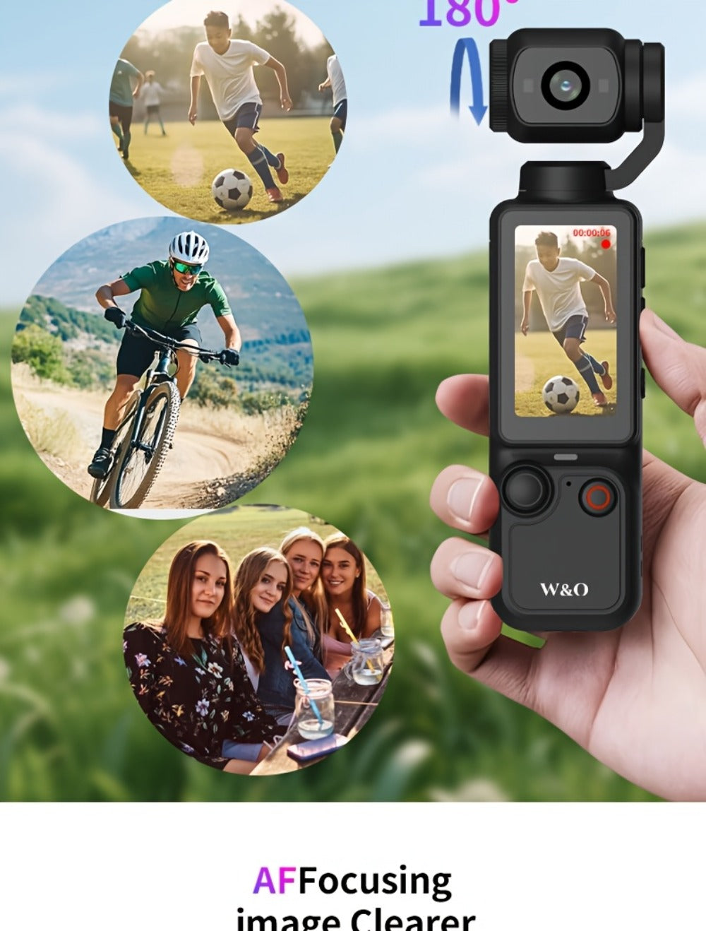 UHD Pocket Camera with 180° Rotating 1.9" Screen, 2000mAh Battery, Webcam Function, USB-C Charging, 32GB Memory Card Included, Mini Compact Camera for Outdoor Sports Cycling Travel Vlogging