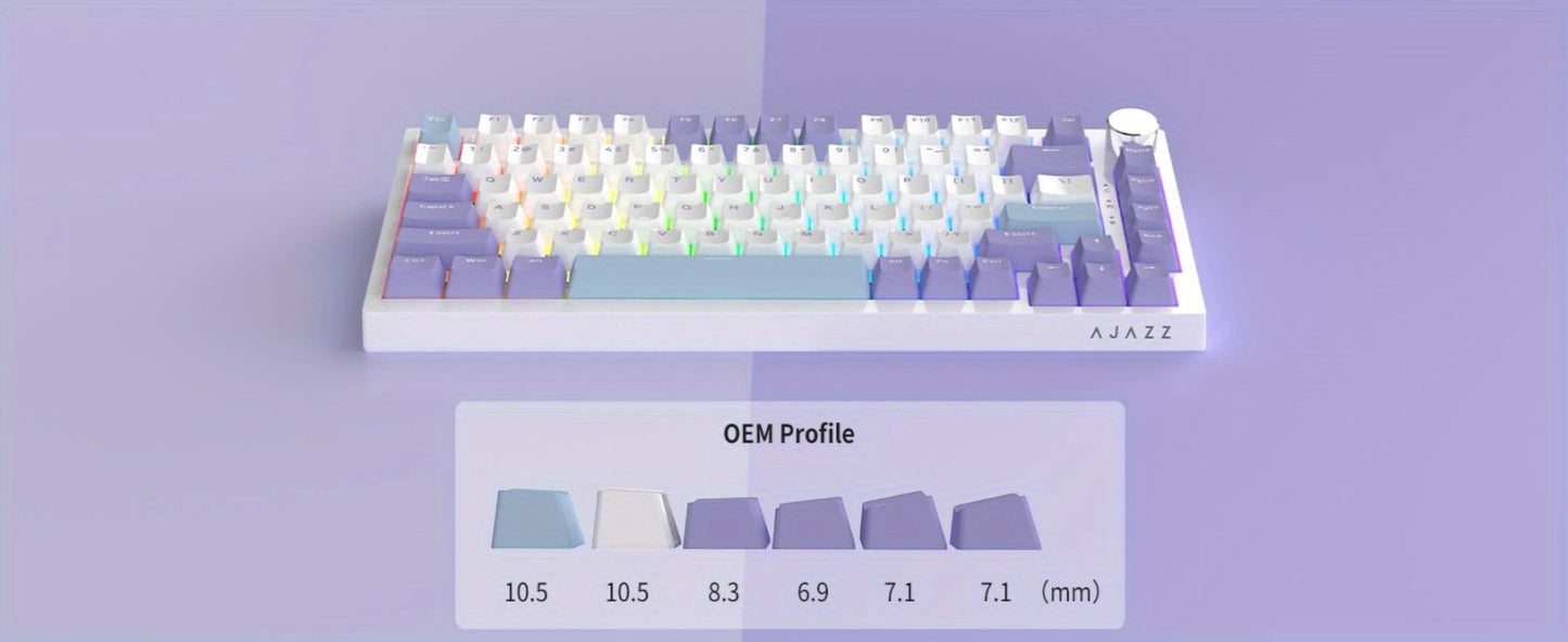 Hot Swap Gasket Mechanical Keyboard AJAZZ AK820 75% – Wireless 2.4GHz & Wired, Volume Knob, South-Facing RGB, Poron Foam, PBT Keycaps, Programmable, 11 Switch & Color Options for PC & Mac