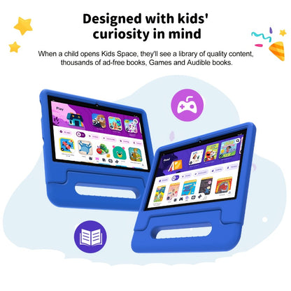 WiFi 6 Kids Tablet 10.1 Inch Android 6GB RAM 64GB ROM 5000mAh Dual Camera Parental Controls Eye Protection Preloaded Educational Apps Games Learning Tablet with Case Gift for Kids Blue Pink