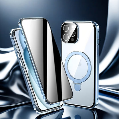 Anti-Spy Tempered Glass iPhone Case with Security Lock, Kickstand & Camera Protection – Magnetic Double-Sided Privacy Cover for iPhone 12 13 14 15 16 Pro Max Plus, Full Body Drop Protection