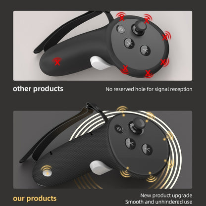 Meta Quest 3 & 3S Controller Grip Cover Silicone Hand Strap Protector - Anti-Throw Knuckle Strap Adjustable Battery Opening VR Controller Accessories for Meta Quest 3 and Quest 3S