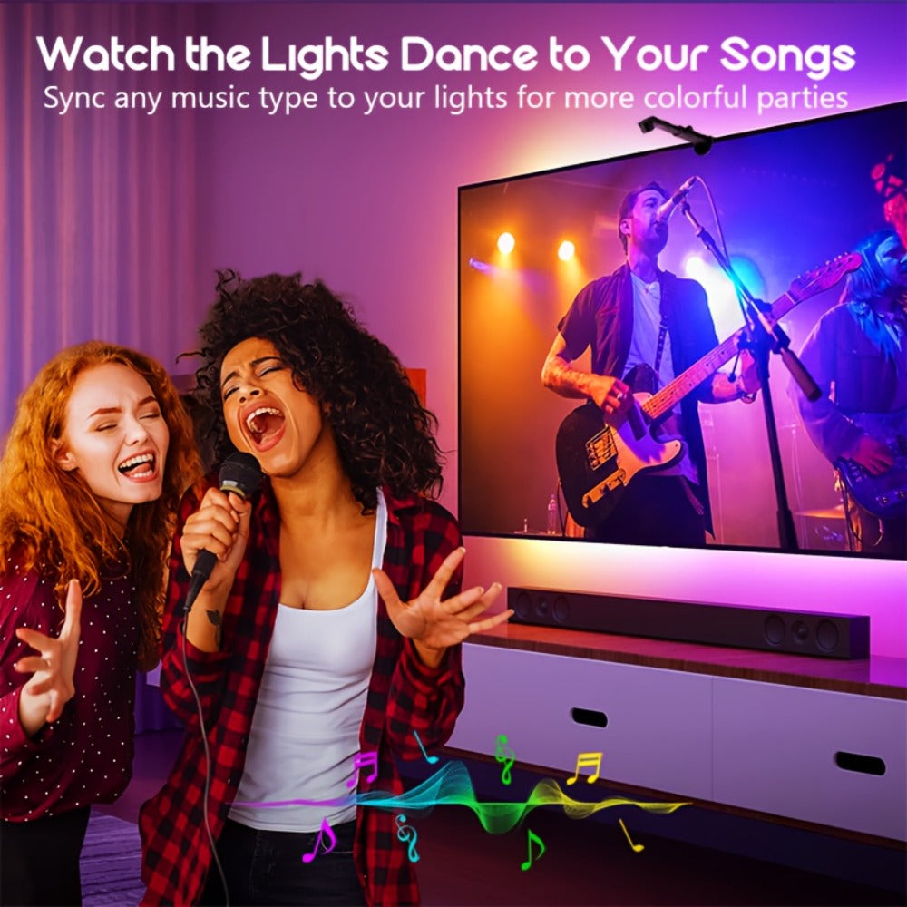 TV LED Backlight with Camera Screen Sync RGBW 5ft - Real-Time Color Matching USB Powered Ambient Bias Lighting for Smart TVs, Home Theater Gaming Video Calls Eye Strain Reduction