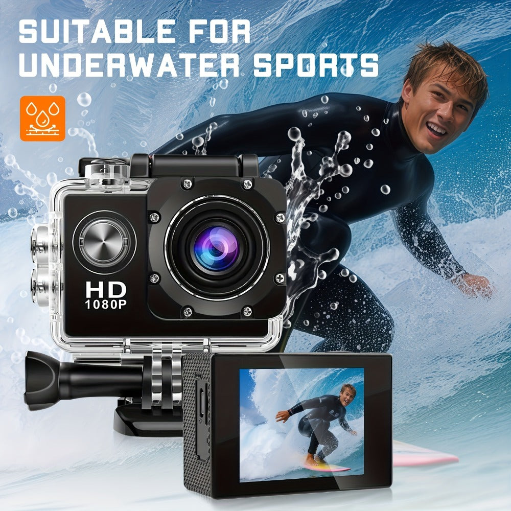 1080P Waterproof Action Camera for Kids & Beginners – 170° Wide Angle, 2" LCD, 90-Min Battery, Accessory Kit for Swimming, Cycling, Rock Climbing & Outdoor Sports Gift