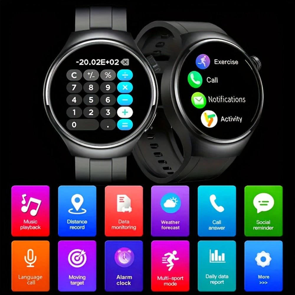 Unisex Smartwatch 1.52" HD Full Touch Screen, Wireless Calling & Text Messages, Multi-Sport Fitness Tracker, Remote Camera Control, Premium Alloy Case & Silicone Strap, USB Charging – Android & iPhone Compatible