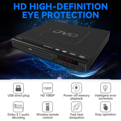1080P Full Region DVD Player for Elderly, HD AV Output USB Direct Read Smart Error Correction, Easy Home DVD Player with Remote Control, Supports DVD CD VCD SVCD & USB Flash Drive