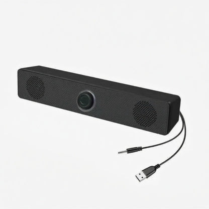 USB Wired Computer Soundbar Speaker for PC Desktop Laptop Monitor, Stereo Surround Sound Bar with Knob Volume Control, Plug & Play, No Battery Required, Slim Design for Home Office Gaming