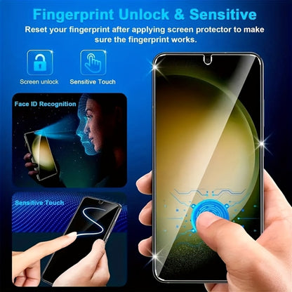 Samsung Galaxy Screen Protector Privacy + Camera Lens 2+2 Pack – 9H Anti-Spy Tempered Glass, Fingerprint Unlock Support, HD Clear, Anti-Scratch, Easy Install, Galaxy S23 Ultra & A34