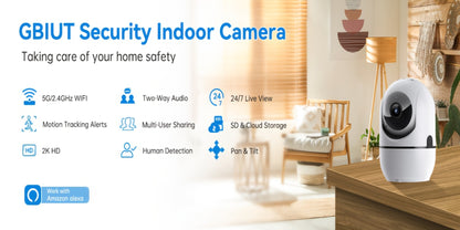 4MP Indoor Security Camera 360° Rotatable with Human Tracking, Motion Detection, Dual-Channel WiFi 2.4G & 5G, Color Night Vision, Two-Way Audio & App Control – Home Surveillance Camera