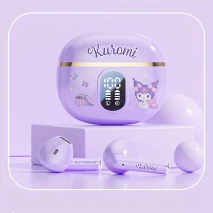 Kuromi Pompompurin Open-Fit Wireless Earbuds 360° Environmental Awareness LED Digital Charging Case Touch Control All-Day Comfort Sports Casual Authorized Sanrio Character Gift