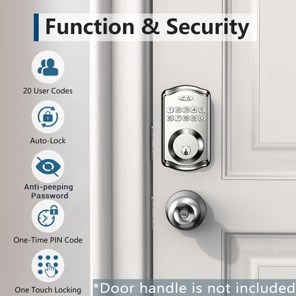 Tuya Smart Front Door Lock with Fingerprint & Keypad, Bluetooth App Control, Auto Lock, Vacation Mode & Hidden Key Backup – Digital Keyless Entry Electronic Lock for Home Apartment Office
