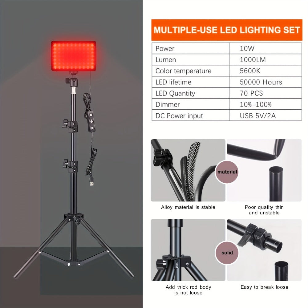 LED Video Fill Light Panel Kit with Tripod Stand & RGB Filters | Dimmable 5600K Studio Light for Vlogging, Photography, Video Streaming & Tabletop Shooting | 2 or 3 Pack