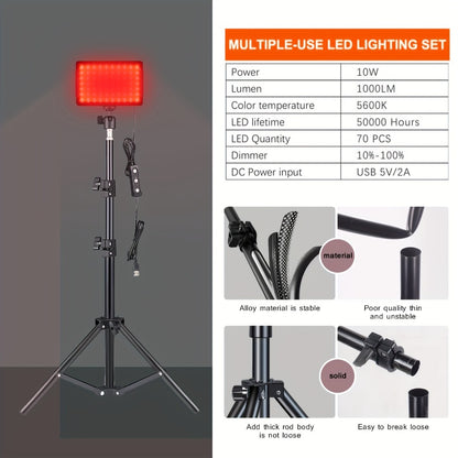 LED Video Fill Light Panel Kit with Tripod Stand & RGB Filters | Dimmable 5600K Studio Light for Vlogging, Photography, Video Streaming & Tabletop Shooting | 2 or 3 Pack