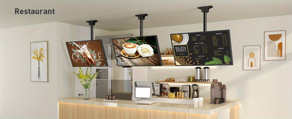 Ceiling TV Mount 37-75 Inch - 360° Swivel & Tilt Adjustable Bracket for Flat & Curved TVs up to 110 lbs, VESA 600x400mm, Stainless Steel, for Home Restaurant Gym
