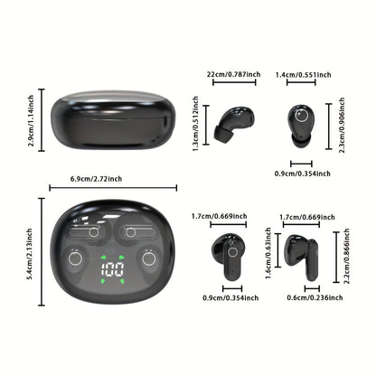 MSHUKCOE 2in1 Sleep Earbuds Invisible Mini Noise Cancelling, 6D HiFi Sound Effect Low Bass Wireless Headphones Long Battery Life, Comfortable Wear for Leisure Office Classroom, Birthday Gift