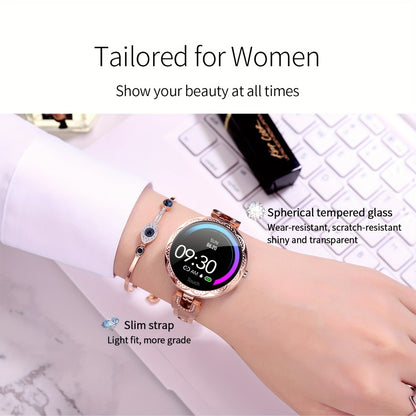 Diamond Rhinestone Smartwatch for Women Bling Luxury Chic Design 1.09 Inch Full Touch Screen Calling 100 Sport Modes Step Calorie Heart Rate Sleep Tracker Statement Jewelry Watch Gift for Her Blue
