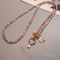 Crossbody Style [Purple Rose] Island Round Disc Button Chain Lanyard