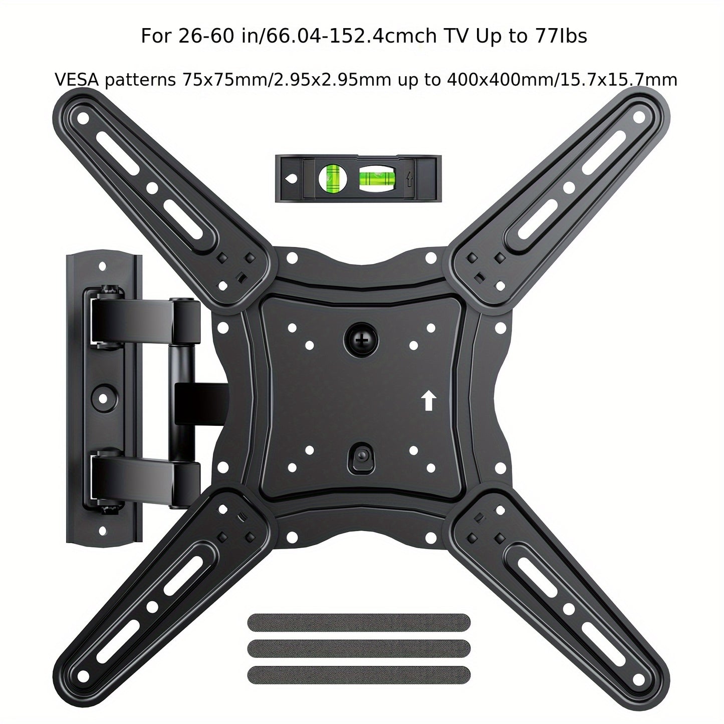 Full Motion TV Wall Mount 37-75 Inch – Heavy Duty Dual Arm Swivel Tilt, 132 lbs Capacity, VESA 600x400mm, Extends 15.4 Inch, Fits LED LCD OLED Flat Curved Screens, Cable Management Included