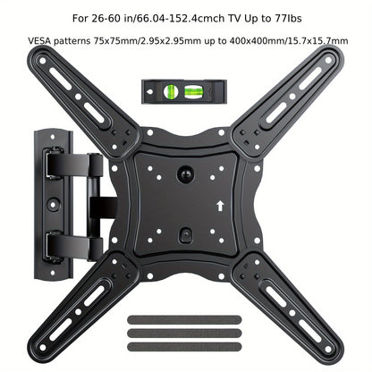 Full Motion TV Wall Mount 37-75 Inch – Heavy Duty Dual Arm Swivel Tilt, 132 lbs Capacity, VESA 600x400mm, Extends 15.4 Inch, Fits LED LCD OLED Flat Curved Screens, Cable Management Included