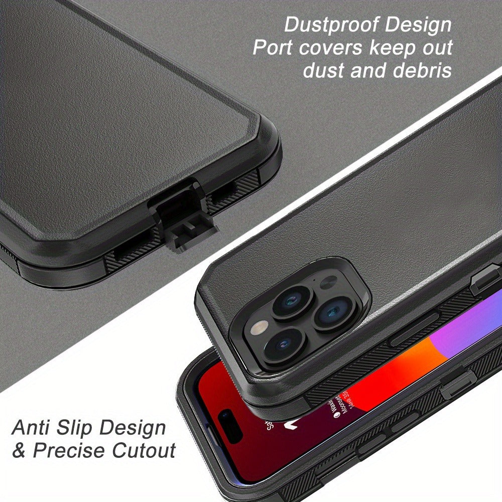 Rugged Armor iPhone 15 Case Heavy Duty Shockproof Military-Grade Dual Layer Bumper Drop Protection Cover for iPhone 15 Pro Max 15 Plus 15 Pro 15 – Wireless Charging Compatible