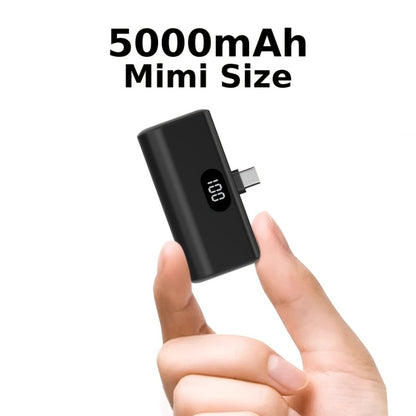 Mini Power Bank 5000mAh USB-C Foldable Plug Built-in Cable 10W Fast Charge LED Display Compact Portable Charger for iPhone 15 16 17 Samsung Android – Black White Pink Purple Green (1pc/2pcs)