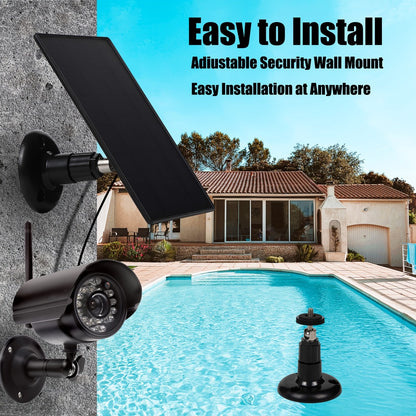 3-Pack Portable Solar Panel Kit 5V 3W with 360° Adjustable Mount, USB & Type-C Output, Solar Charger for Outdoor Security Camera Wireless Doorbell Fan, Camping Hiking Off-Grid Power
