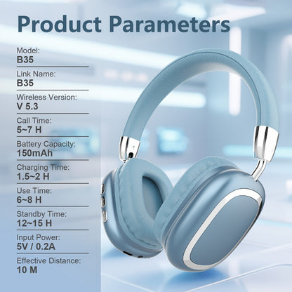 Noise Canceling Wireless Over-Ear Headphones Bluetooth 5.3 Metal 90° Rotating Earpads 6-8Hr Playtime for Music Gaming Commuting iOS Android Windows Compatible