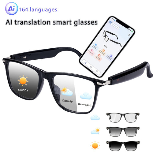 ChatGPT AI Translation Glasses with 160-Language Real-Time Translation, Photochromic Lenses, HiFi Audio & HD Calls – 19 Frame Styles, Unisex Smart Eyewear for Travel & Business