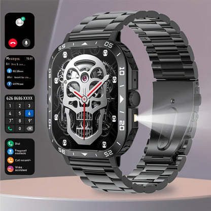 Smartwatch with Music Player Stopwatch LED Lighting Wireless Calling Multi Sport Mode Heart Rate Sleep Fitness Tracker iPhone Android Compatible Men Women Gift Black Gold Metal Strap
