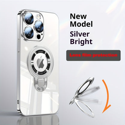 Magnetic U-Shield Stand iPhone Case for iPhone 17 Pro Max 16 16 Pro Max Electroplated PC Transparent Back Shockproof Full Coverage Protective Cover with Kickstand