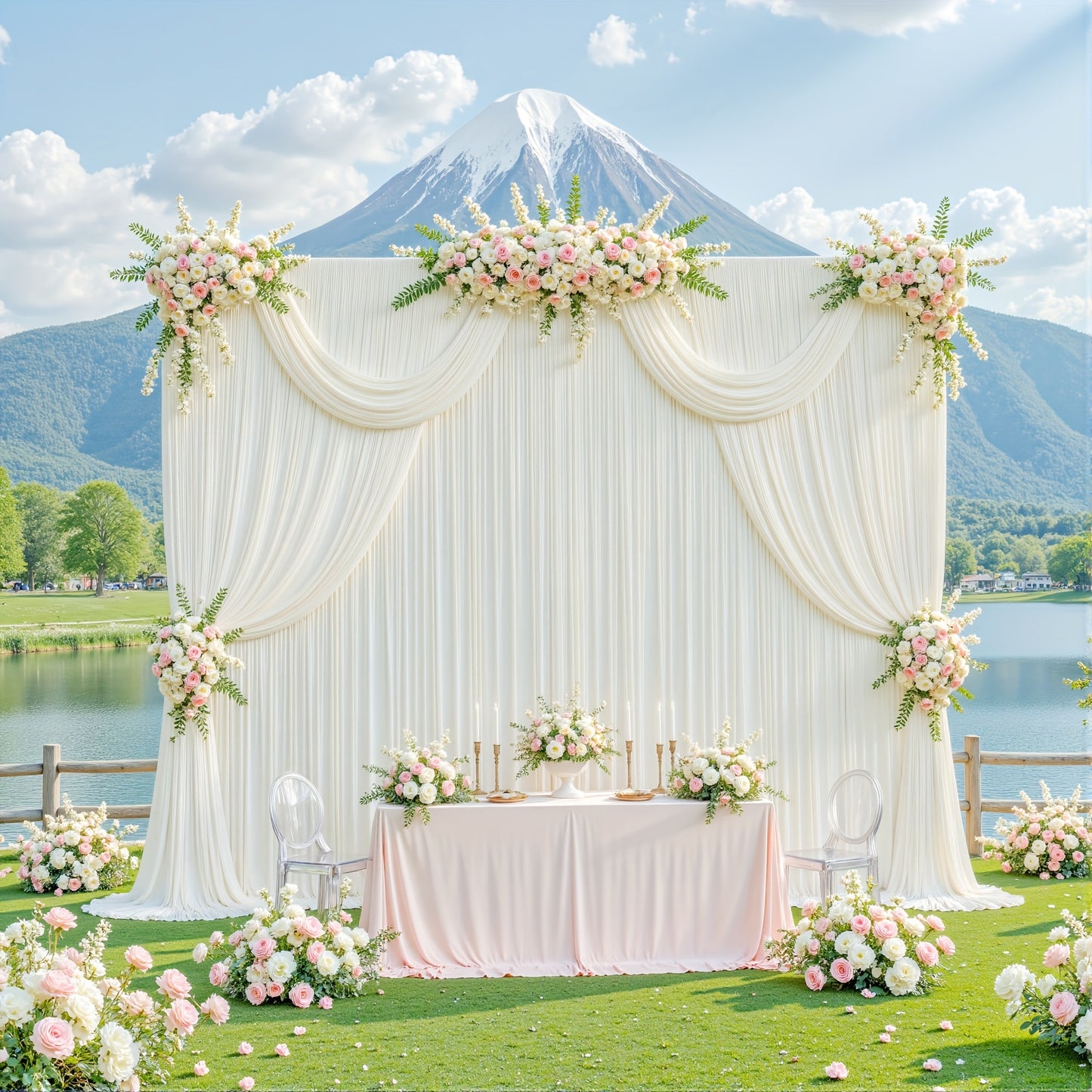 Photography Backdrop 4-Pack 5x10ft Polyester Spandex Background Cloth | Wrinkle-Resistant, Soft & Smooth with Pole Pockets | Wedding, Birthday, Banquet, Party & Event Decoration Curtains
