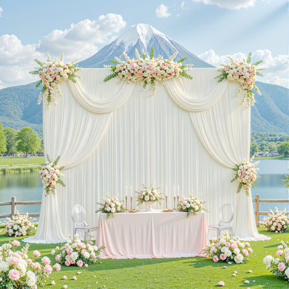 Photography Backdrop 4-Pack 5x10ft Polyester Spandex Background Cloth | Wrinkle-Resistant, Soft & Smooth with Pole Pockets | Wedding, Birthday, Banquet, Party & Event Decoration Curtains