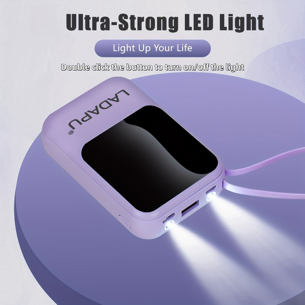 10000mAh Mini Power Bank 4 Built-In Cables Ultra-Bright LED Digital Display – 22.5W Super Fast Charging Multifunctional Portable Charger for Outdoor Travel, Compatible with iPhone Android Samsung