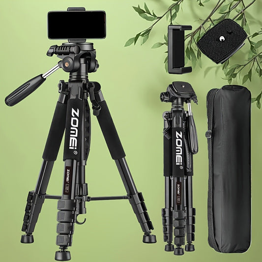 Aluminum Alloy Camera Tripod 65 Inch Heavy Duty Extendable with Phone Clip & Carry Bag – Professional Stand for DSLR SLR Mirrorless Camera Smartphone Projector Spotting Scope Travel Photography