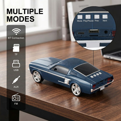 Retro Classic Car Model Bluetooth Speaker with Deep Bass, Colorful LED Lights, FM Radio, USB TF AUX Inputs, Built-In Mic, USB-C Rechargeable – Vintage Novelty Wireless Speaker for Home Decor, Office, Party & Gifts