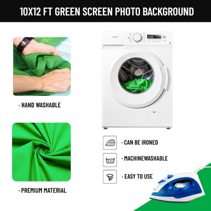 Green Screen Backdrop with Stand Kit 10x10Ft Chroma Key Background 7.5x10Ft Portable Stand with Carrying Bag 4 Clamps for Photoshoot Portraits Party Video Recording Streaming