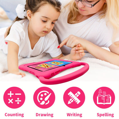 Veidoo Kids Tablet 7 Inch Eye Protection Screen 2GB RAM 32GB ROM Android WiFi Dual Camera Parental Control Educational Games Drop-Proof Silicone Cover Children Learning Tablet Pink Blue