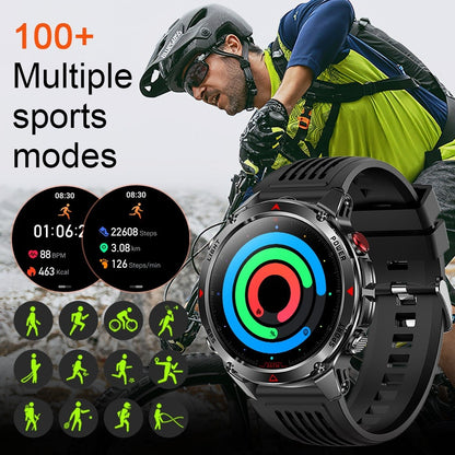 IPX8 Waterproof GPS Smartwatch for Men Outdoor Adventure 3ATM 1.46 Inch IPS Display Multi-Sport Tracking Wireless Calling Message Notifications Compatible with Android iPhone – Black Steel Silver Camouflage