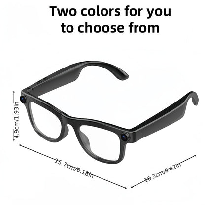 Smart Glasses with Camera 200MP Dual Lens AI POV Recording – Hi-Fi Open-Ear Audio | Touch & Voice Control | Ultra-Long Battery | Cycling Sports Outdoor Photography | Transparent & Black Lenses | Tech Gift
