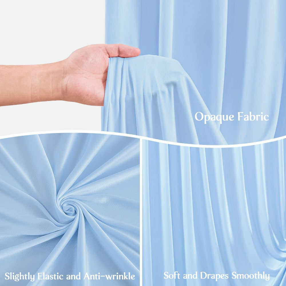 Photography Backdrop 4-Pack 5x10ft Polyester Spandex Background Cloth | Wrinkle-Resistant, Soft & Smooth with Pole Pockets | Wedding, Birthday, Banquet, Party & Event Decoration Curtains