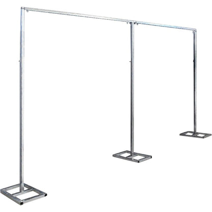 Backdrop Stand 10x20FT Wedding Arch Pipe Kit Square Metal Frame for Photography Party Baby Shower Birthday Stage Background Support Curtain Structure Freestanding Silver