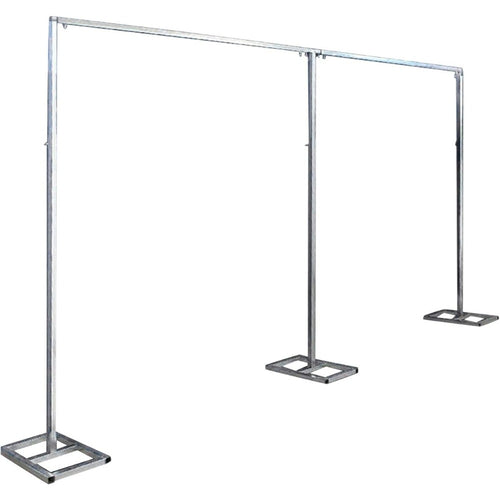 Backdrop Stand 10x20FT Wedding Arch Pipe Kit Square Metal Frame for Photography Party Baby Shower Birthday Stage Background Support Curtain Structure Freestanding Silver