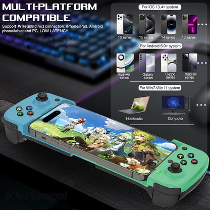 Bluetooth Wireless Gamepad Controller for iPhone Android PC Tablet Steam Deck – Rechargeable, Ergonomic Design, Multiple Colors, Compatible with PUBG COD Mobile Genshin Impact