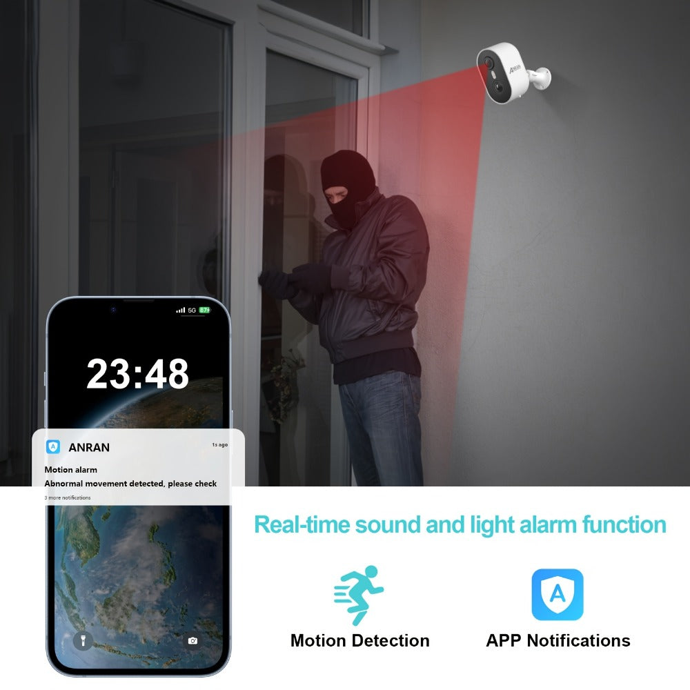 3MP Driveway Outdoor Security Camera with PIR Human Detection – AI Motion Alert, Full Color Night Vision, Two-Way Audio, Siren Alarm, 5000mAh Battery, Alexa Compatible
